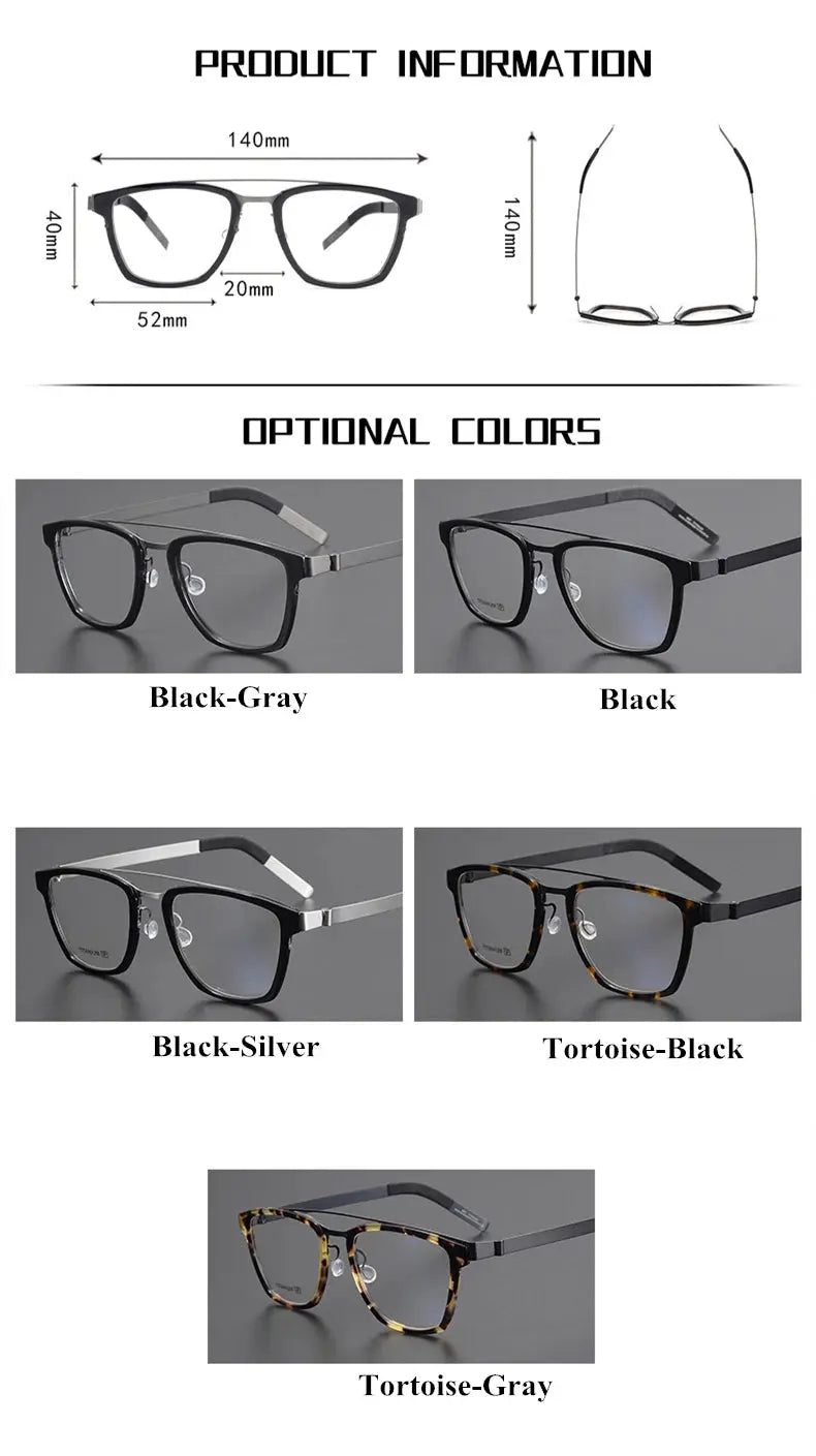 Unisex Square Full Rim Titanium Double Bridge Prescription Glasses 4507 — view 10 | Rx Spectacle