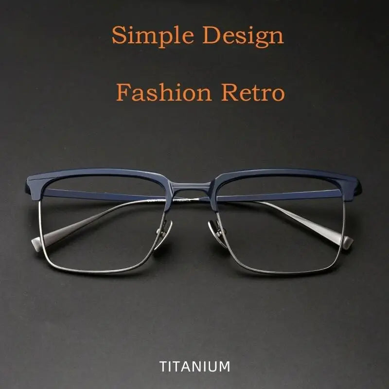 Men's Square Full Rim Titanium Prescription Glasses S1905 — view 10 | Rx Spectacle