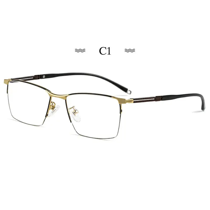 Unisex Square Semi-Rimless Titanium Prescription Glasses 860247 — view 6 | Rx Spectacle