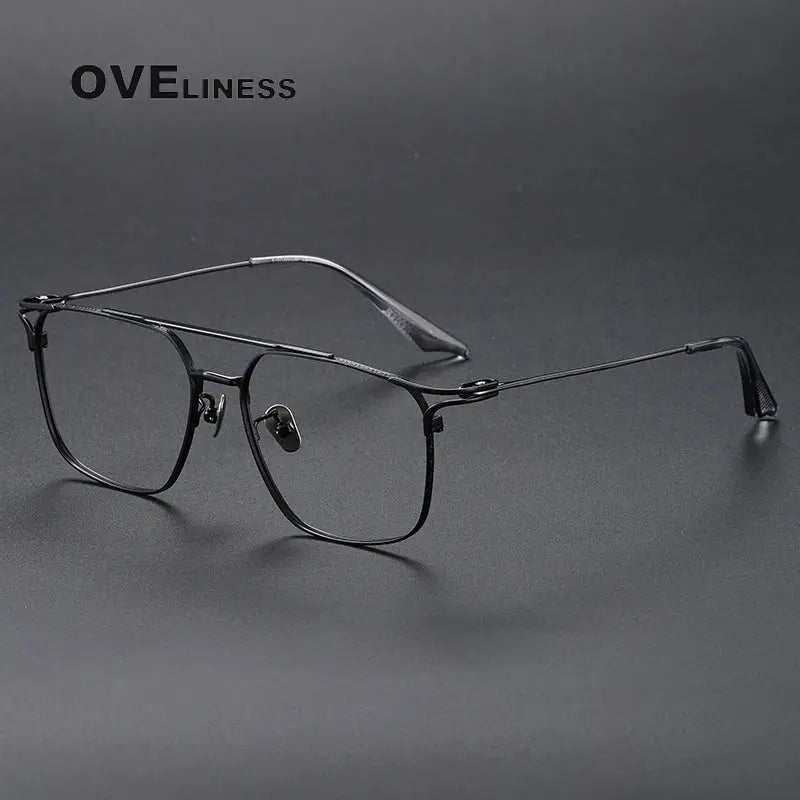 Unisex Square Full Rim Titanium Double Bridge Prescription Glasses 381000 — view 6 | Rx Spectacle