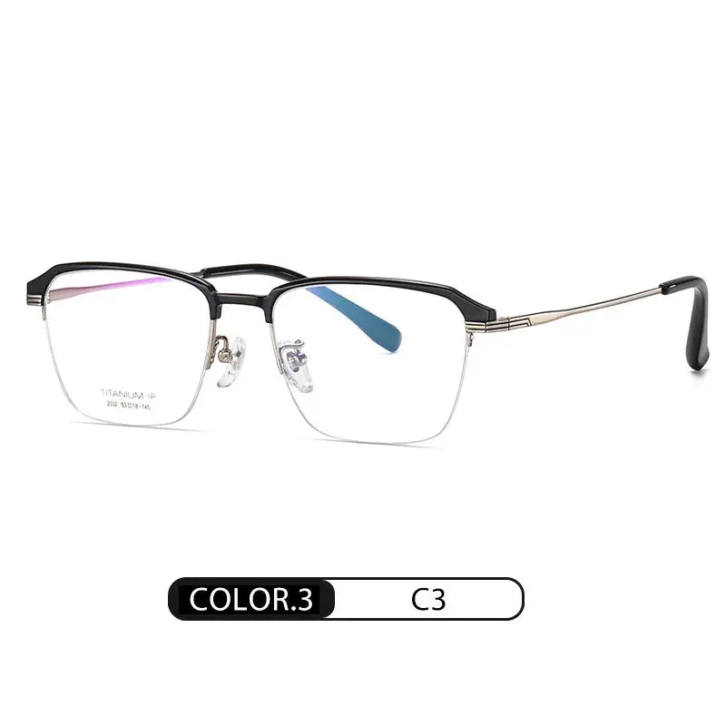 Men's Square Semi-Rimless Titanium Prescription Glasses Yj2032 — view 8 | Rx Spectacle