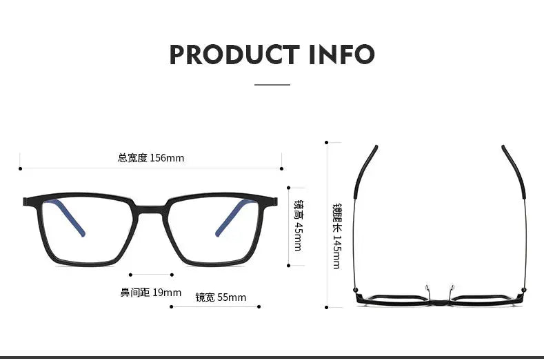 Unisex Square Full Rim Titanium Oversized Prescription Glasses D844 — view 10 | Rx Spectacle