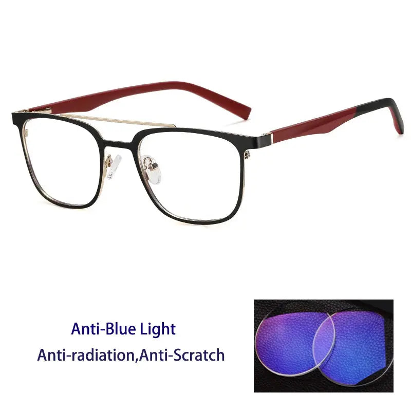 Women's Square Full Rim Alloy Double Bridge Reading Glasses 91362 — view 14 | Rx Spectacle