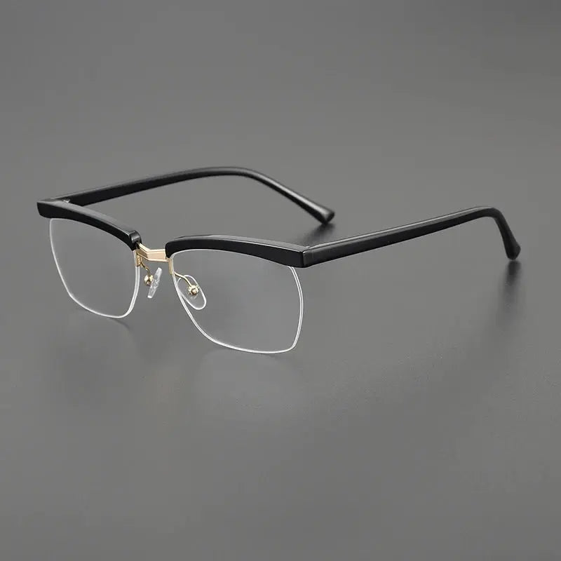 Men's Square Semi-Rimless Titanium Prescription Glasses 699001 — view 4 | Rx Spectacle