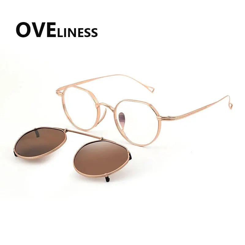 Women's Polygon Full Rim Titanium Clip-On Prescription Glasses 29916 — view 9 | Rx Spectacle
