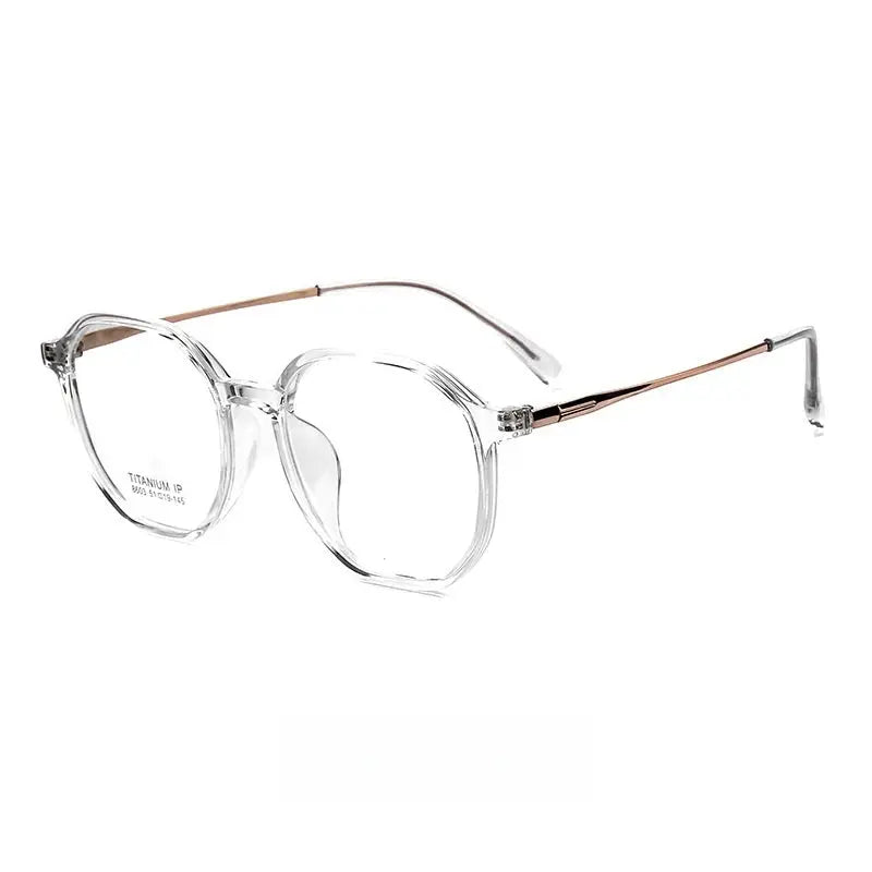 Unisex Oval Full Rim Titanium Flat Top Prescription Glasses 8603 — view 7 | Rx Spectacle