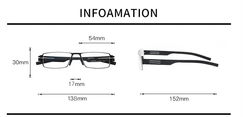 Unisex Square Full Rim Stainless Steel Prescription Glasses Ib005 — view 10 | Rx Spectacle
