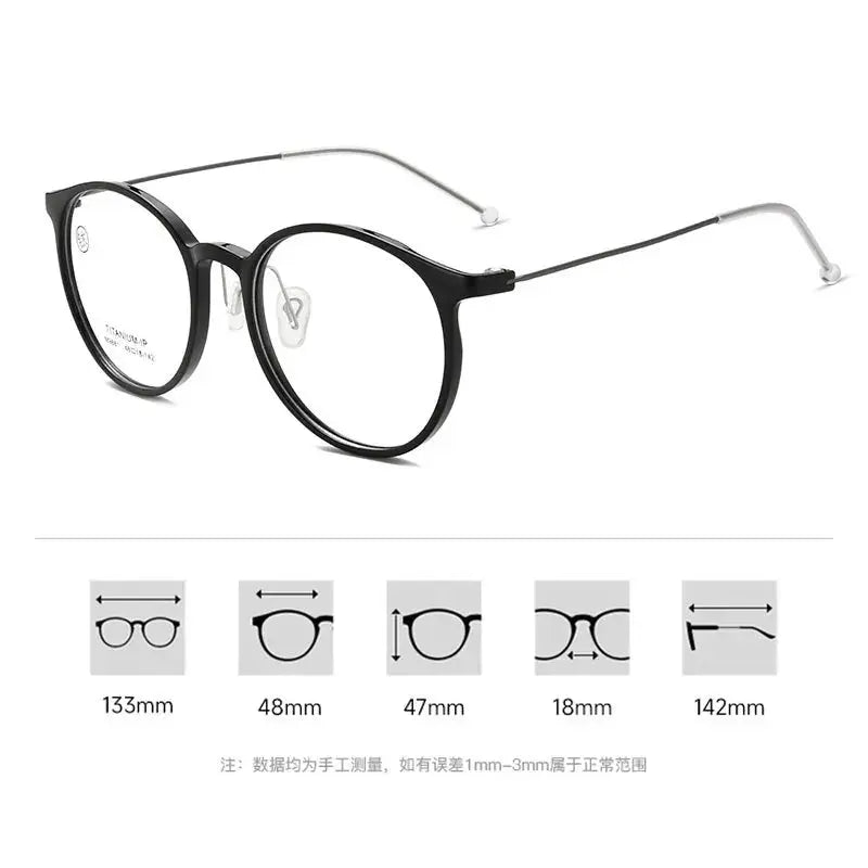 Women's Round Full Rim Titanium Prescription Glasses M9881 — view 8 | Rx Spectacle