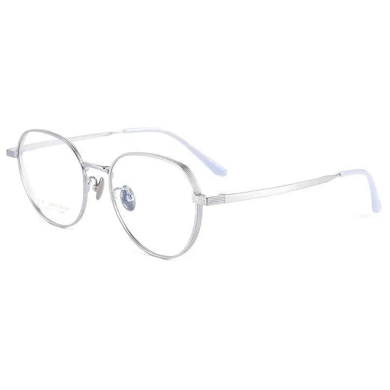 Women's Round Full Rim Titanium Flat Top Prescription Glasses 20507 — view 7 | Rx Spectacle