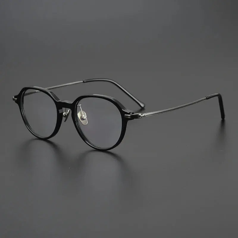 Unisex Oval Full Rim Titanium Flat Top Prescription Glasses 19834 — view 6 | Rx Spectacle