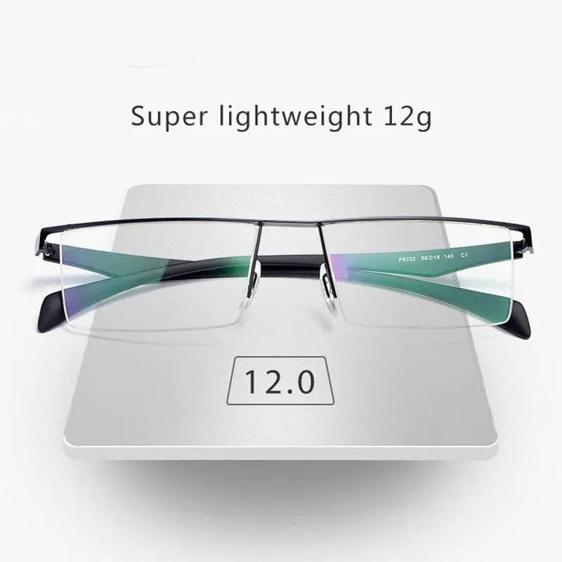 Men's Square Semi-Rimless Titanium Prescription Glasses P83321 — view 10 | Rx Spectacle