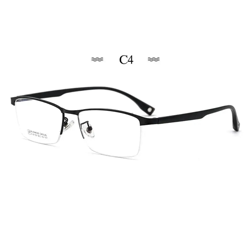 Men's Rectangular Semi-Rimless Alloy Prescription Glasses 910900 — view 6 | Rx Spectacle