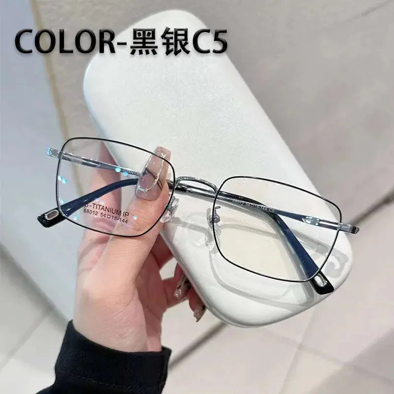 Unisex Square Full Rim Titanium Prescription Glasses 68012 — view 7 | Rx Spectacle