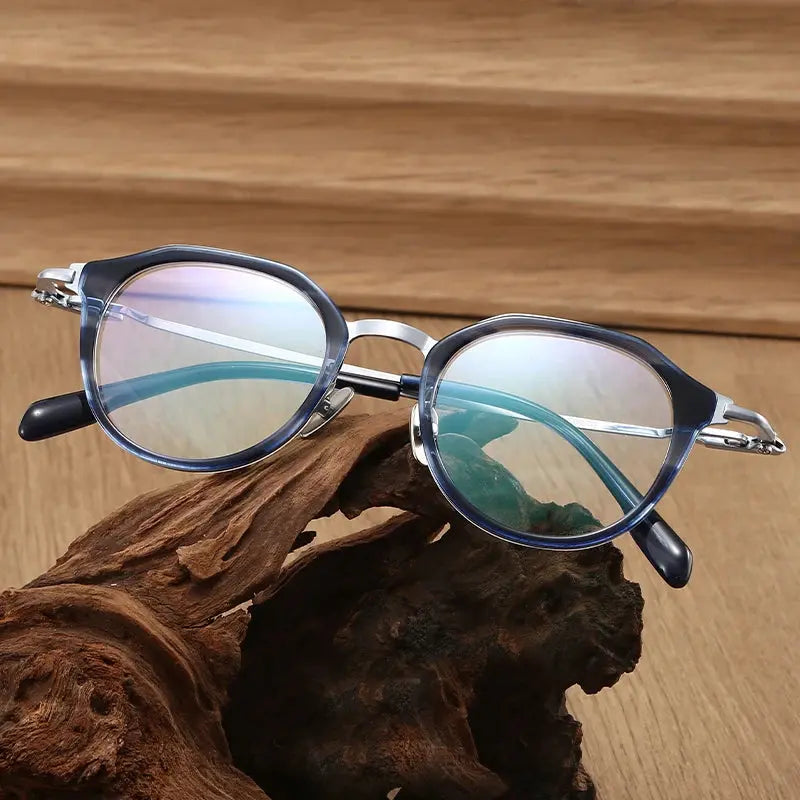 Unisex Oval Full Rim Titanium Flat Top Prescription Glasses 880058 — view 7 | Rx Spectacle