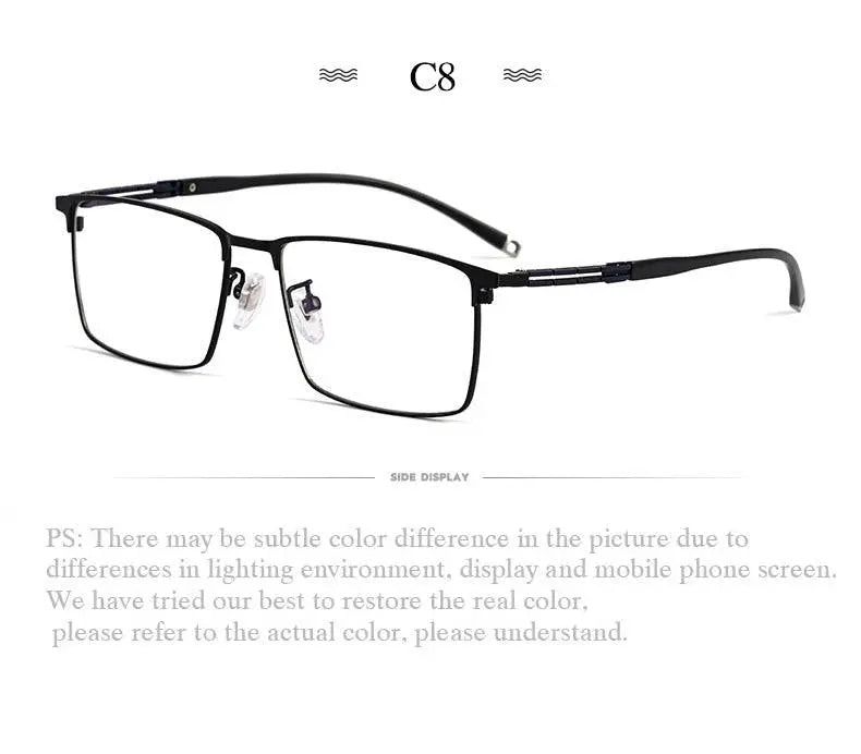 Men's Square Full Rim Titanium Prescription Glasses T8607t — view 13 | Rx Spectacle