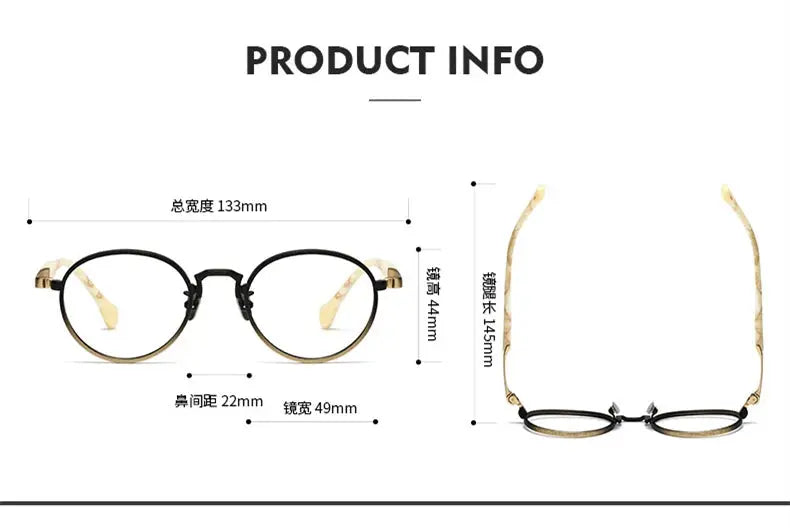 Women's Round Full Rim Titanium Prescription Glasses S808 — view 10 | Rx Spectacle