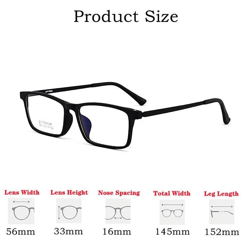 Men's Square Full Rim Titanium Prescription Glasses 9821 — view 12 | Rx Spectacle