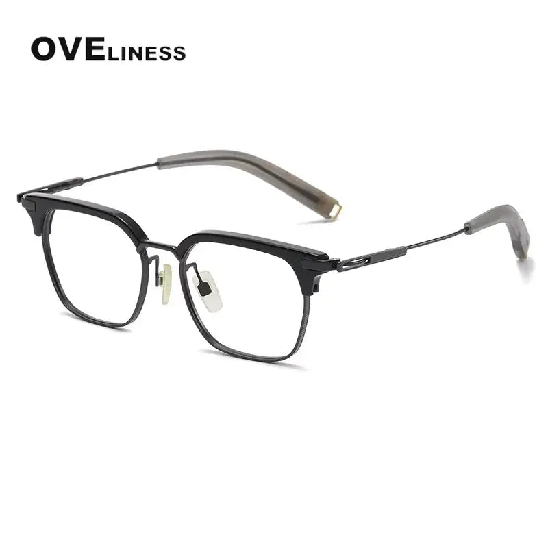 Unisex Square Full Rim Titanium Oversized Prescription Glasses 64207 — view 5 | Rx Spectacle