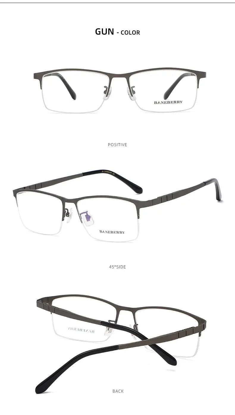 Unisex Rectangular Semi-Rimless Titanium Prescription Glasses 71111 — view 12 | Rx Spectacle