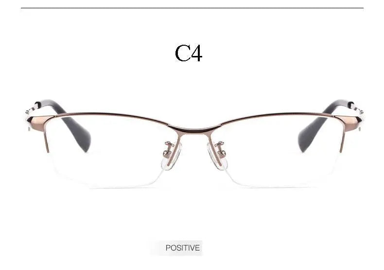 Men's Rectangular Semi-Rimless Titanium Prescription Glasses E85759 — view 12 | Rx Spectacle
