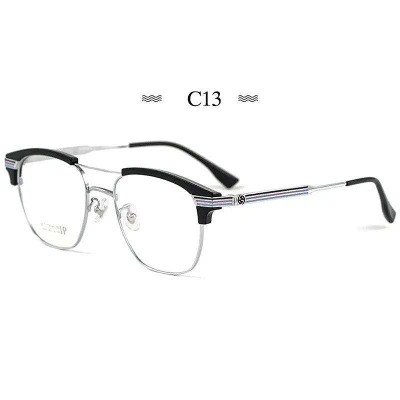 Men's Square Full Rim Titanium Double Bridge Prescription Glasses Bj2315 — view 10 | Rx Spectacle