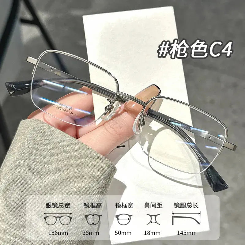 Women's Square Semi-Rimless Titanium Prescription Glasses 120428 — view 5 | Rx Spectacle
