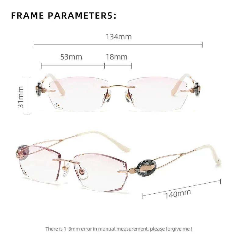 Women's Oval Rimless Titanium Prescription Glasses 50221 — view 2 | Rx Spectacle