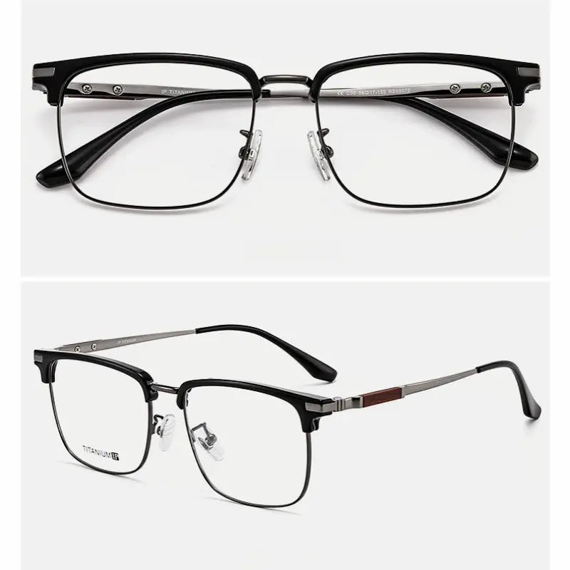 Men's Square Full Rim Titanium Prescription Glasses 80879 — view 5 | Rx Spectacle