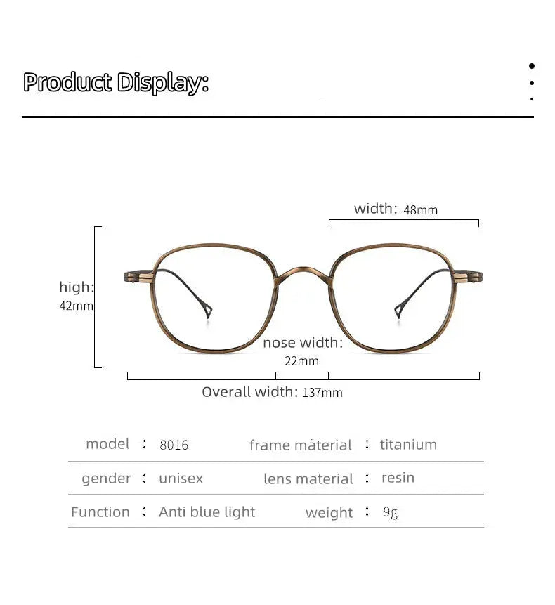 Unisex Round Full Rim Titanium Reading Glasses 8016 — view 13 | Rx Spectacle