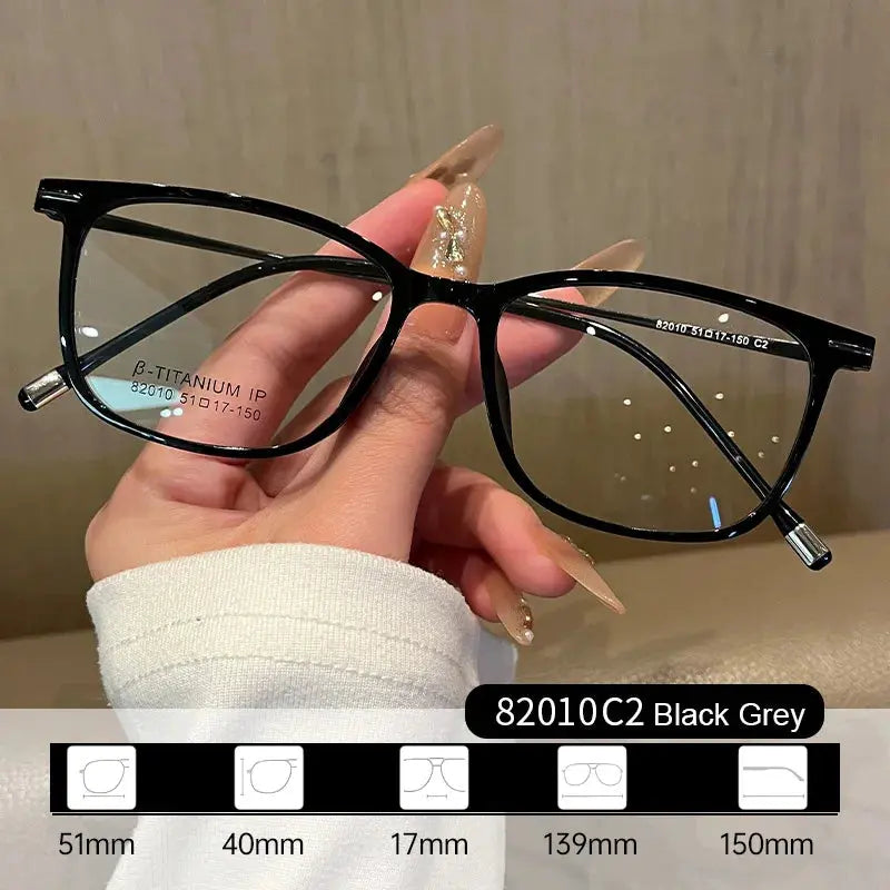 Women's Square Full Rim Titanium Prescription Glasses 82010 — view 6 | Rx Spectacle
