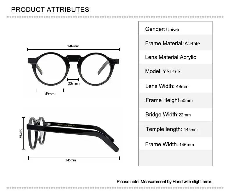 Unisex Round Full Rim Acetate Prescription Glasses 1465 — view 12 | Rx Spectacle