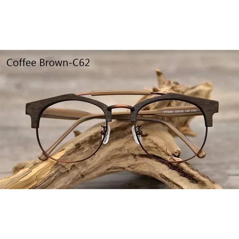 Men's Round Semi-Rimless Titanium Double Bridge Prescription Glasses 536100 — view 7 | Rx Spectacle