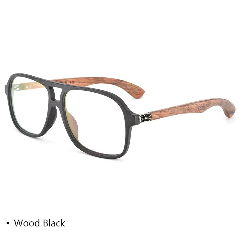 Unisex Square Full Rim Wood Double Bridge Prescription Glasses 458000 — view 5 | Rx Spectacle