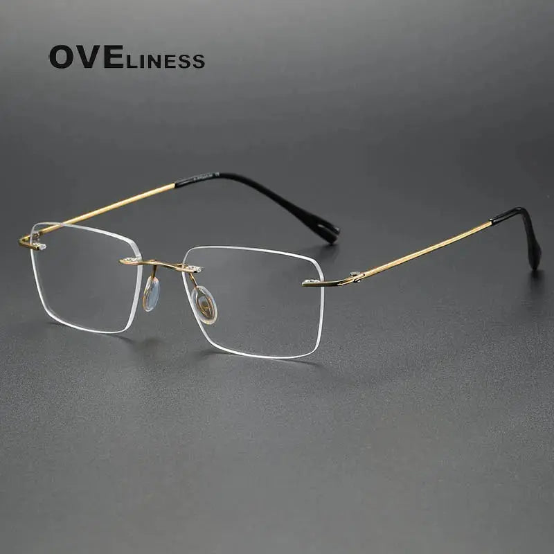 Women's Square Rimless Titanium Prescription Glasses 80965 — view 6 | Rx Spectacle