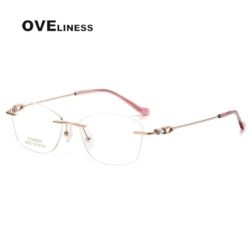 Women's Cat Eye Rimless Titanium Prescription Glasses 196006 — view 10 | Rx Spectacle