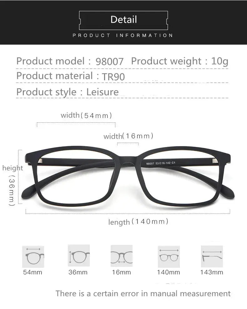 Unisex Square Full Rim TR90 Reading Glasses 98007 — view 13 | Rx Spectacle