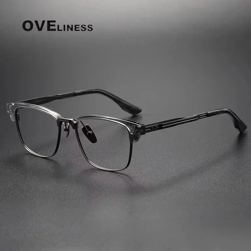 Unisex Square Full Rim Titanium Prescription Glasses 614132 — view 6 | Rx Spectacle