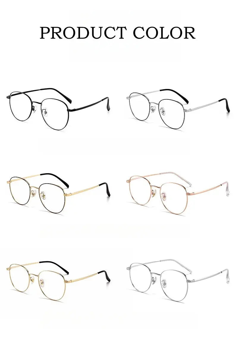 Unisex Oval Full Rim Titanium Prescription Glasses Y8901 — view 13 | Rx Spectacle