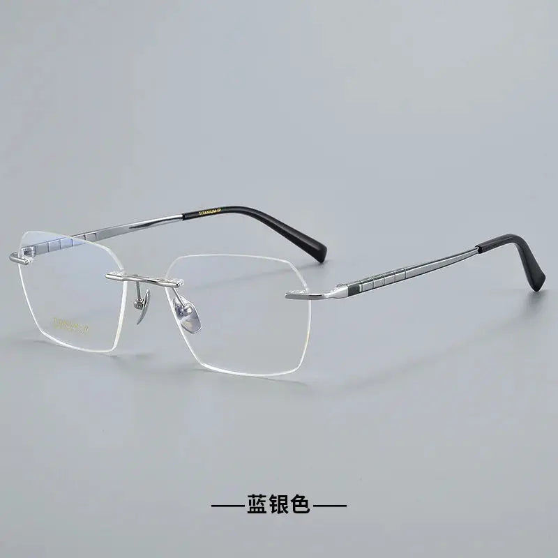 Women's Polygon Rimless Titanium Prescription Glasses 91101 — view 7 | Rx Spectacle