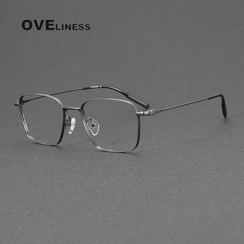 Unisex Square Full Rim Titanium Prescription Glasses 381026 — view 7 | Rx Spectacle