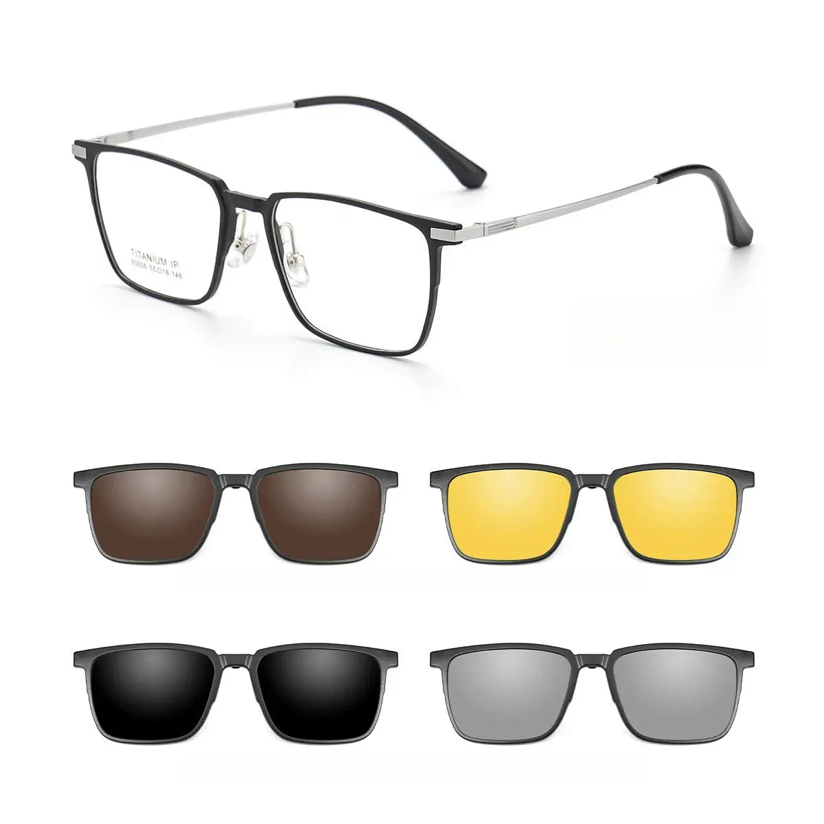 Unisex Square Full Rim Titanium Prescription Glasses Y93006 — view 6 | Rx Spectacle