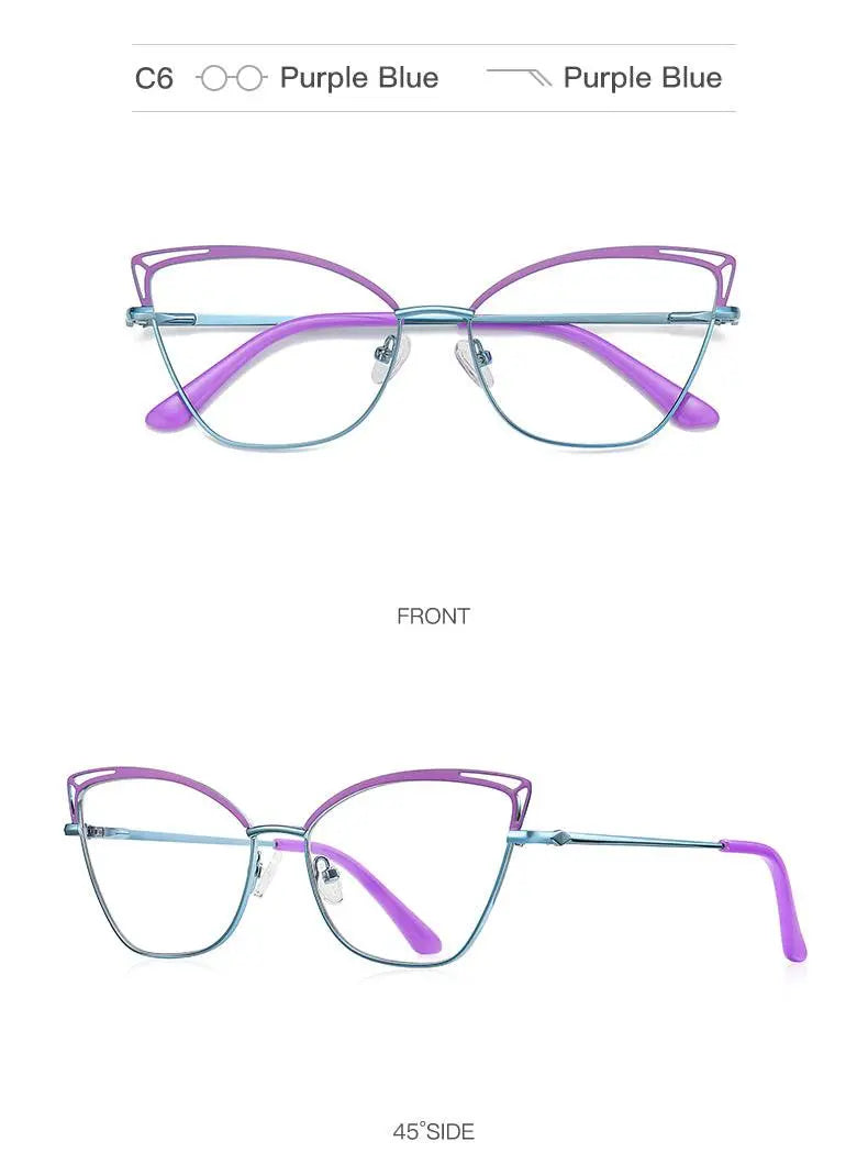 Women's Cat Eye Full Rim Alloy Prescription Glasses 3038 — view 20 | Rx Spectacle