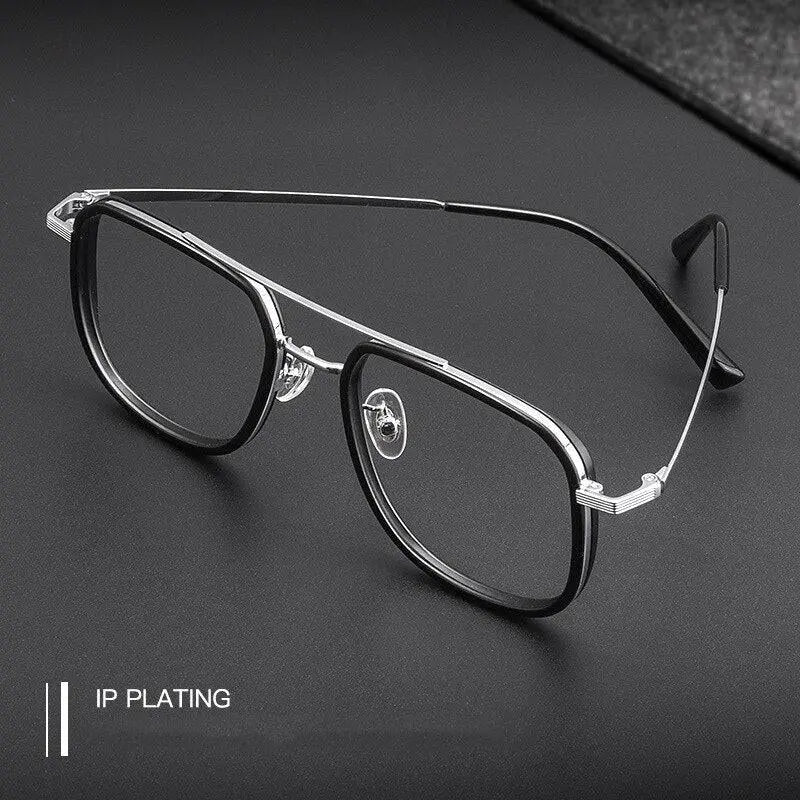 Unisex Square Full Rim Titanium Prescription Glasses 2218YJ — view 11 | Rx Spectacle