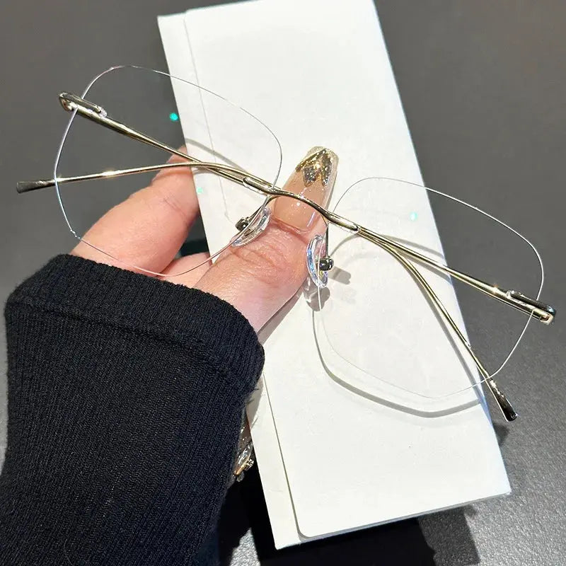 Women's Square Rimless Titanium Prescription Glasses 48925 — view 6 | Rx Spectacle