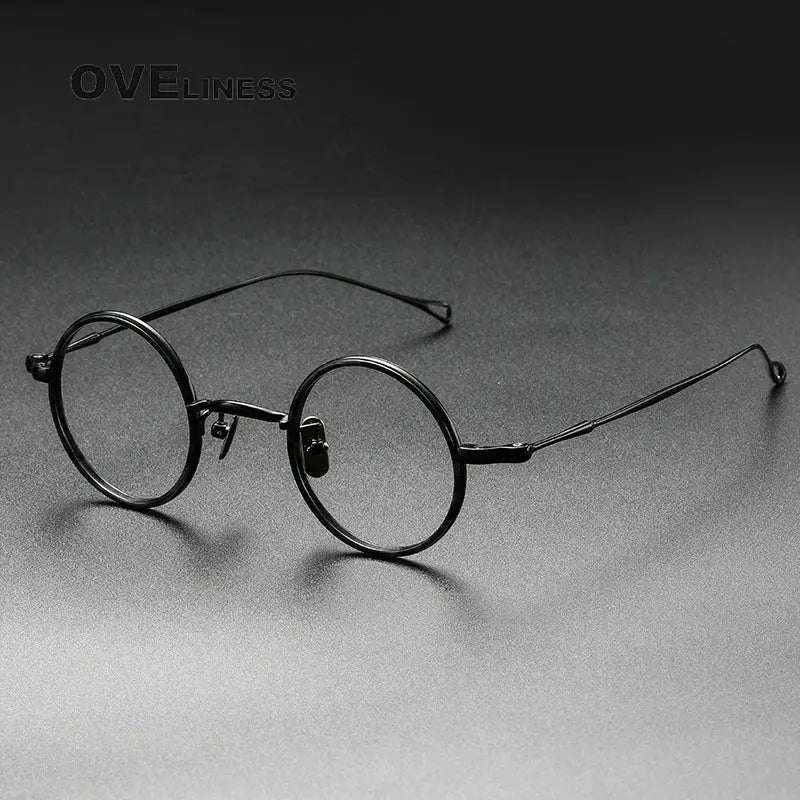 Unisex Round Full Rim Titanium Prescription Glasses O2208 — view 10 | Rx Spectacle
