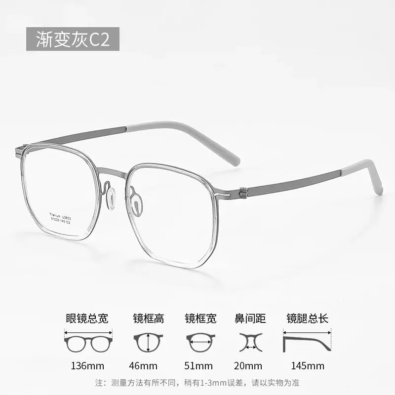 Unisex Square Full Rim Titanium Prescription Glasses J2603 — view 10 | Rx Spectacle