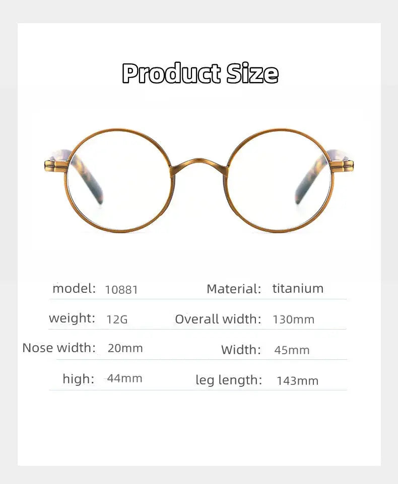 Unisex Round Full Rim Titanium Reading Glasses 0881 — view 9 | Rx Spectacle