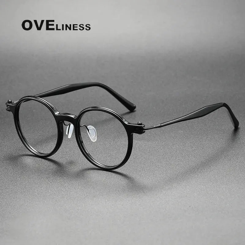Unisex Round Full Rim Titanium Prescription Glasses 395886 — view 5 | Rx Spectacle