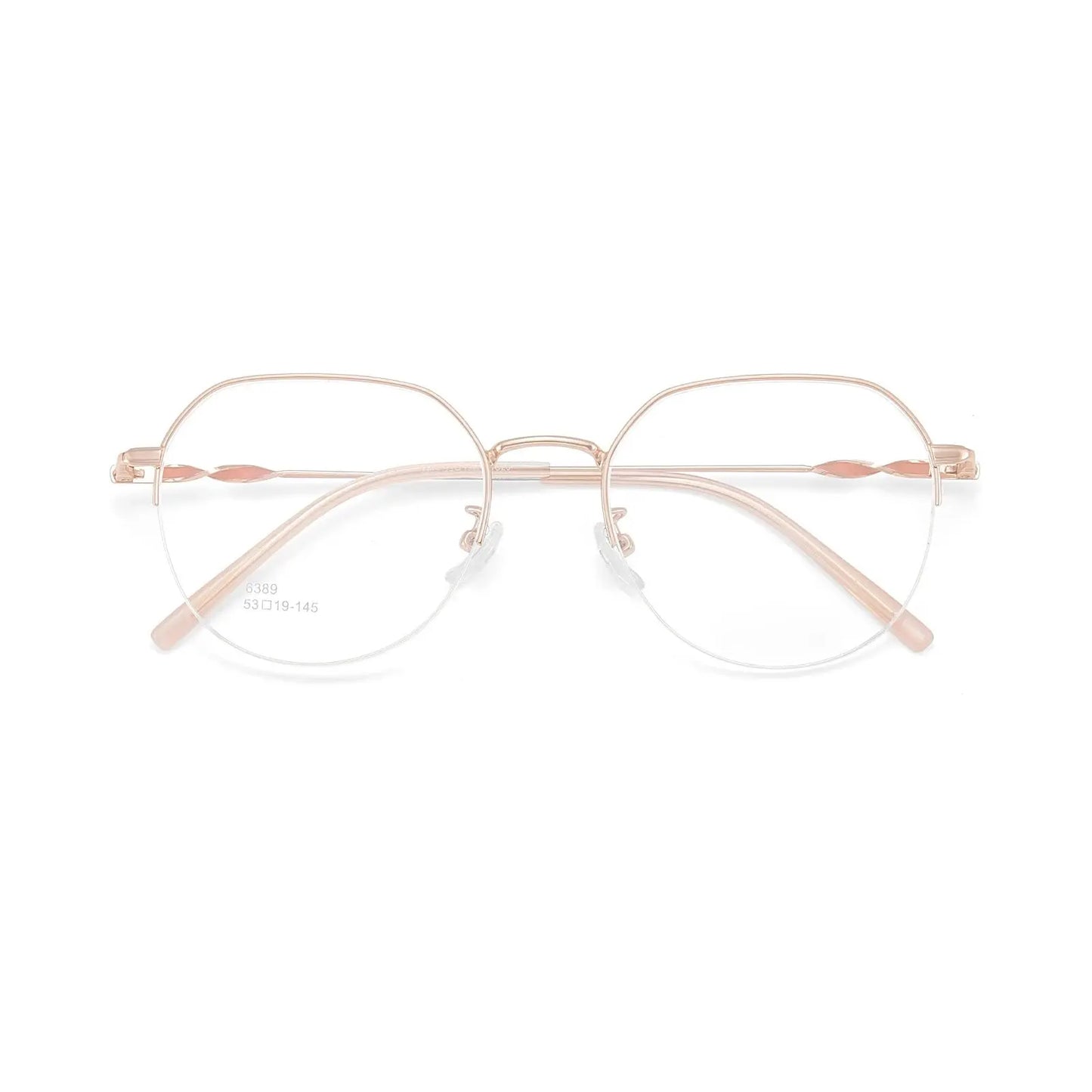 Unisex Polygon Semi-Rimless Alloy Flat Top Prescription Glasses 636389 — view 7 | Rx Spectacle
