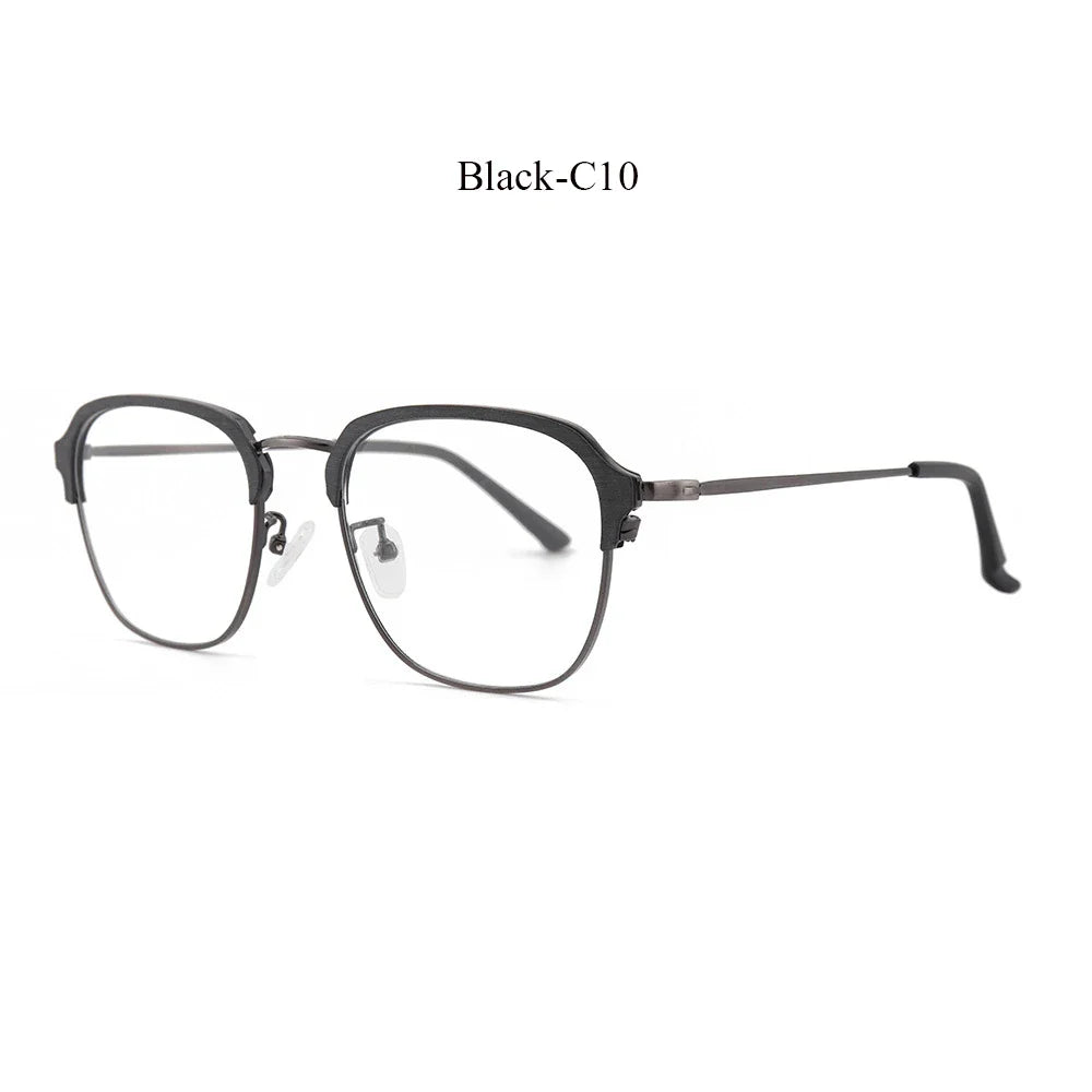 Men's Oval Semi-Rimless Titanium Prescription Glasses 812000 — view 7 | Rx Spectacle
